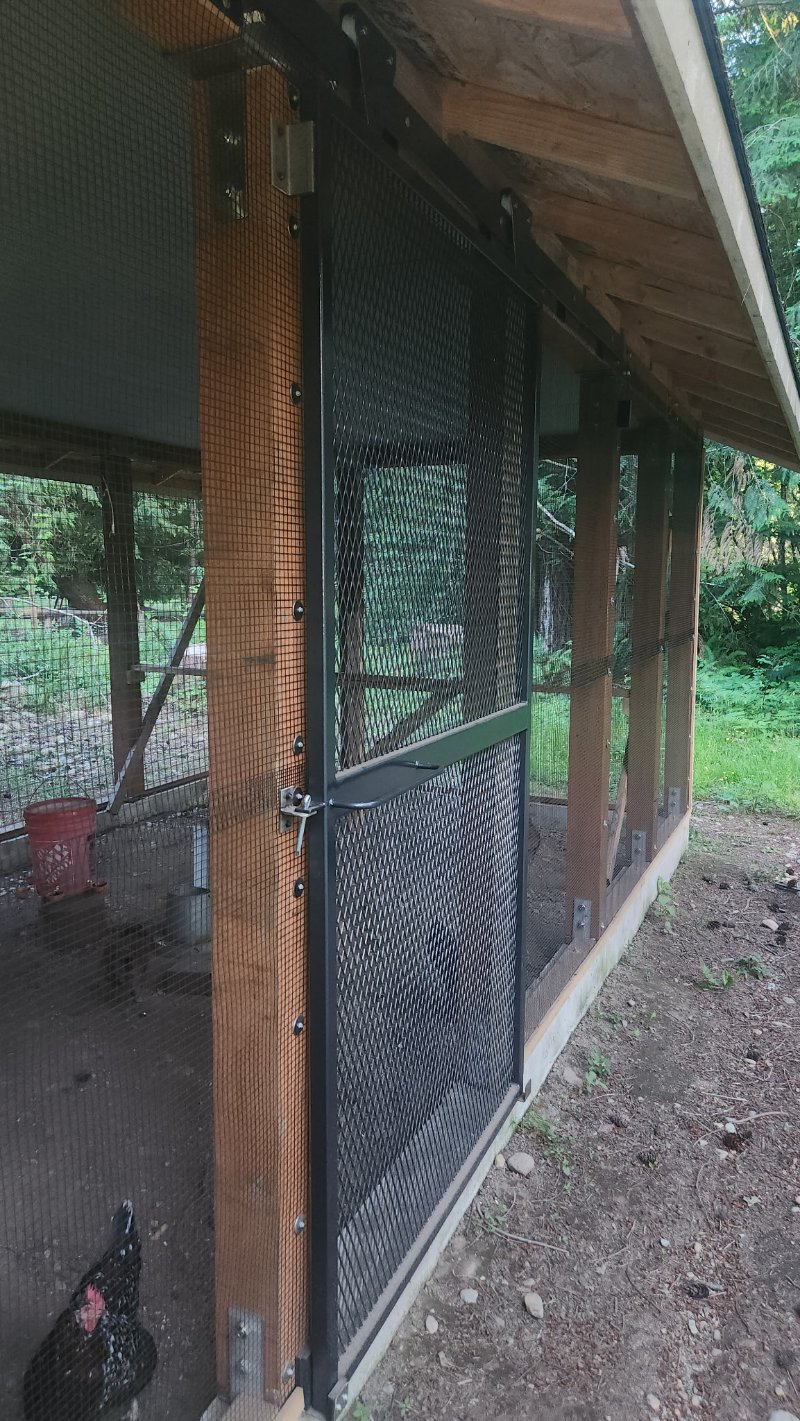 Custom gate for a high end chicken coop